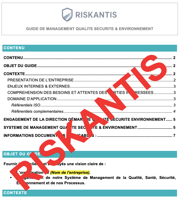Pack Système de management QSE